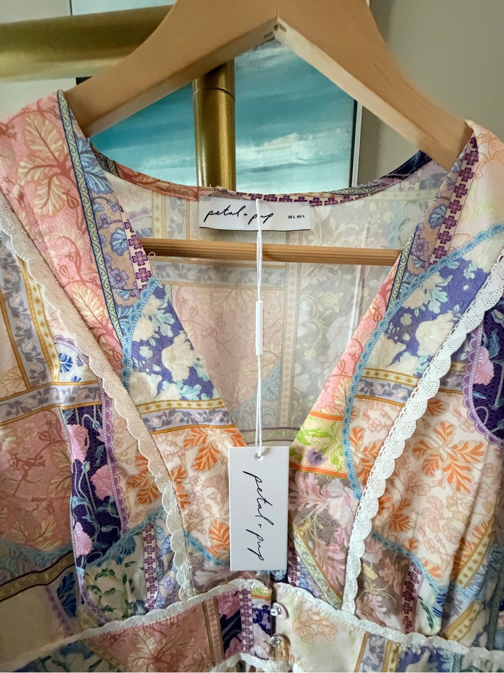 NWT Petal & Pup Ariella Maxi Dress Large Patchwork Boho Floral Cottagecore - Picture 6 of 10